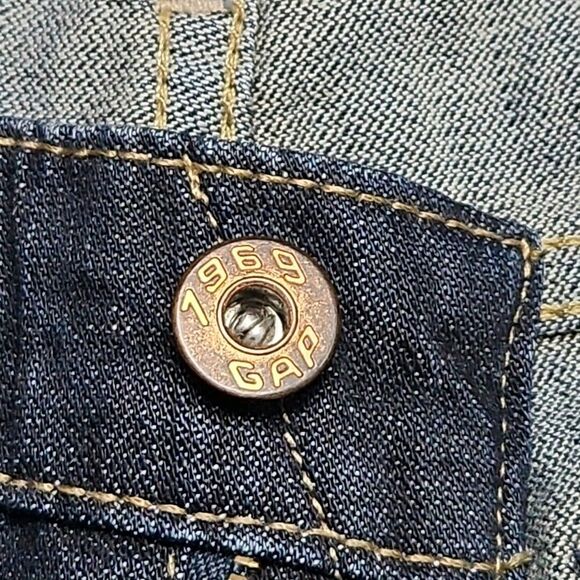 Essential Womens Jeans 8 Reg Stretch Dark Blue Wide Leg Relaxed Gap 1969 - Picture 7 of 10